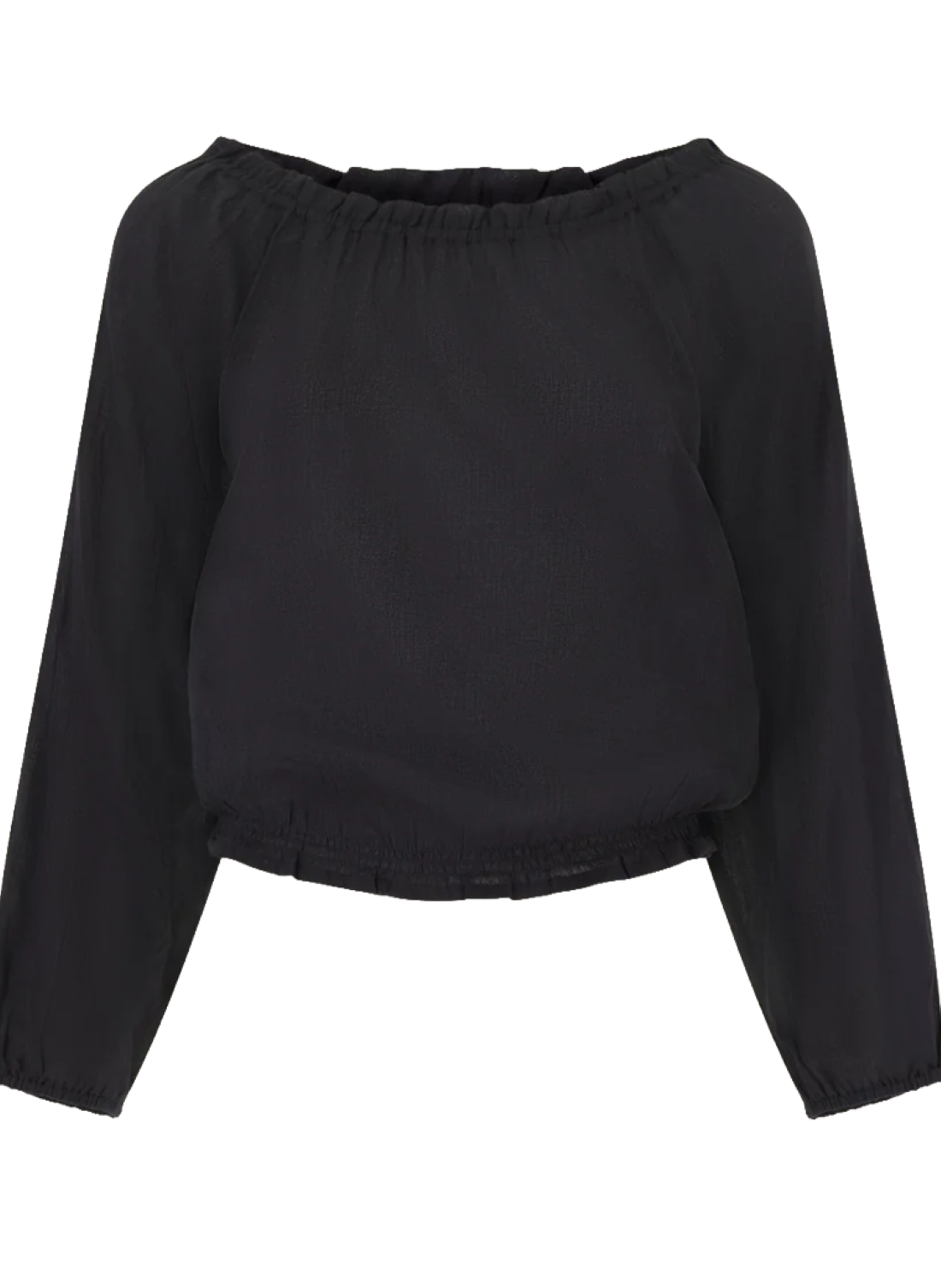 long sleeve off the shoulder top in black