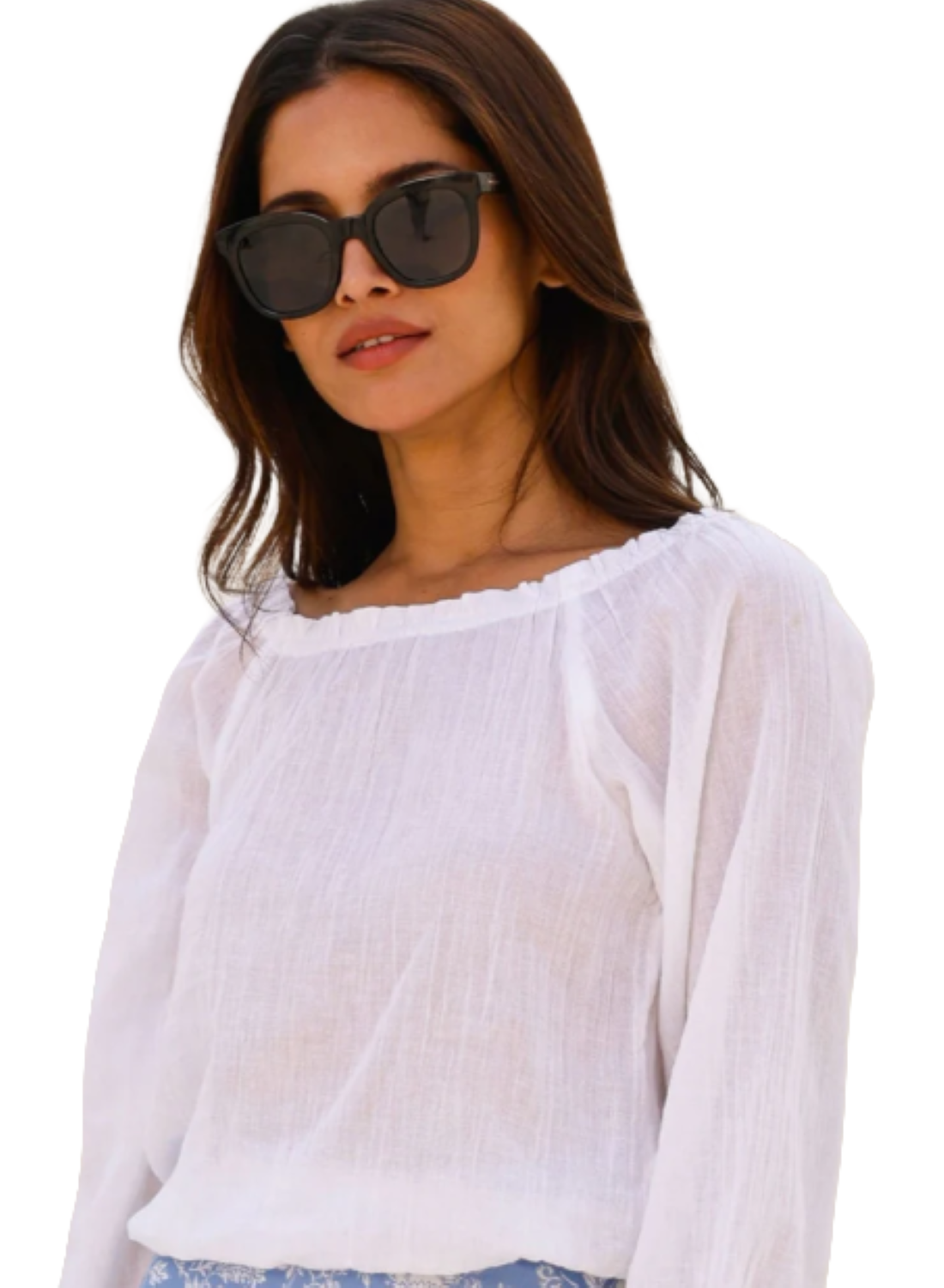 long sleeve off the shoulder top in white
