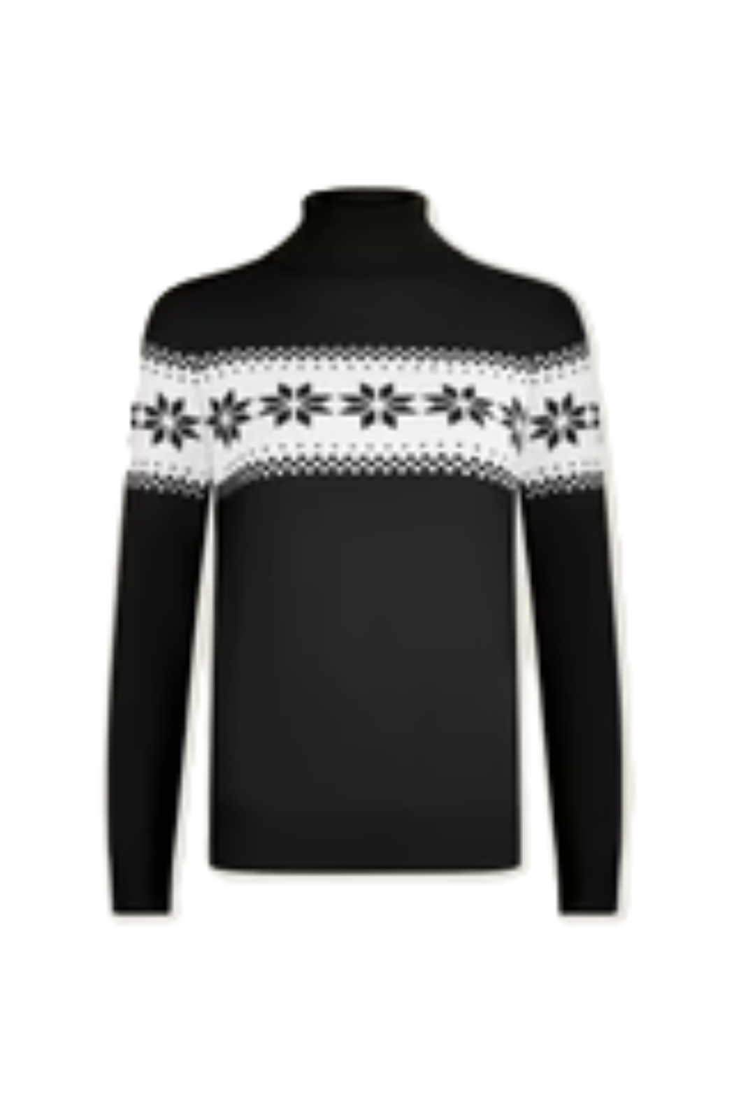 snowflake fairisle polo neck jumper in black