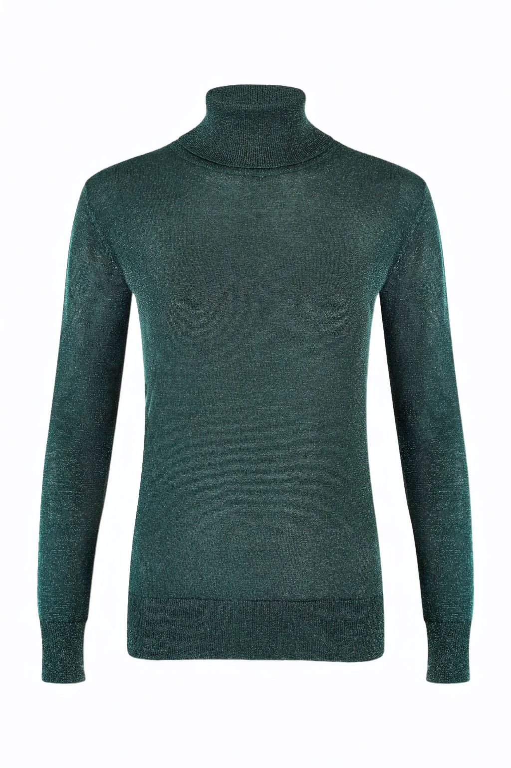 super soft metallic viscose blend polo neck in emerald