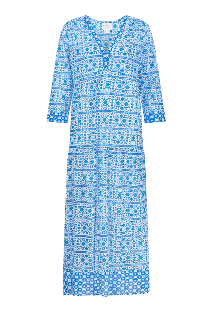 Mykonos Maxi Dress | White Blue