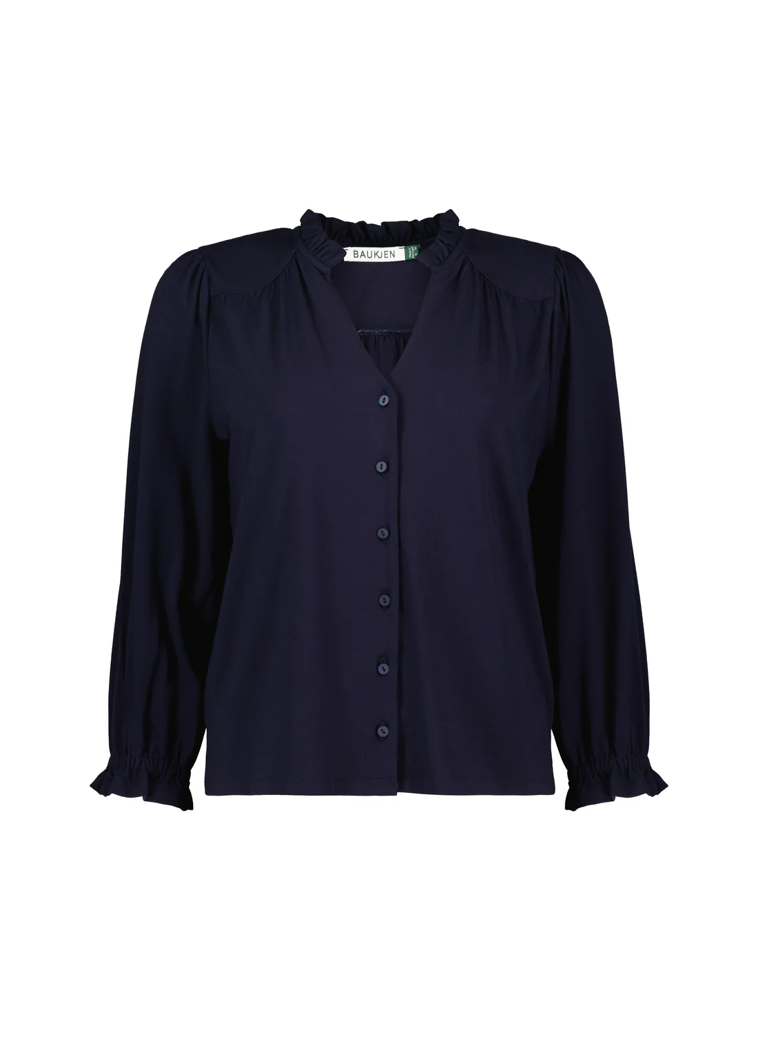 Annie Ruffle Collar Blouse | Classic Navy