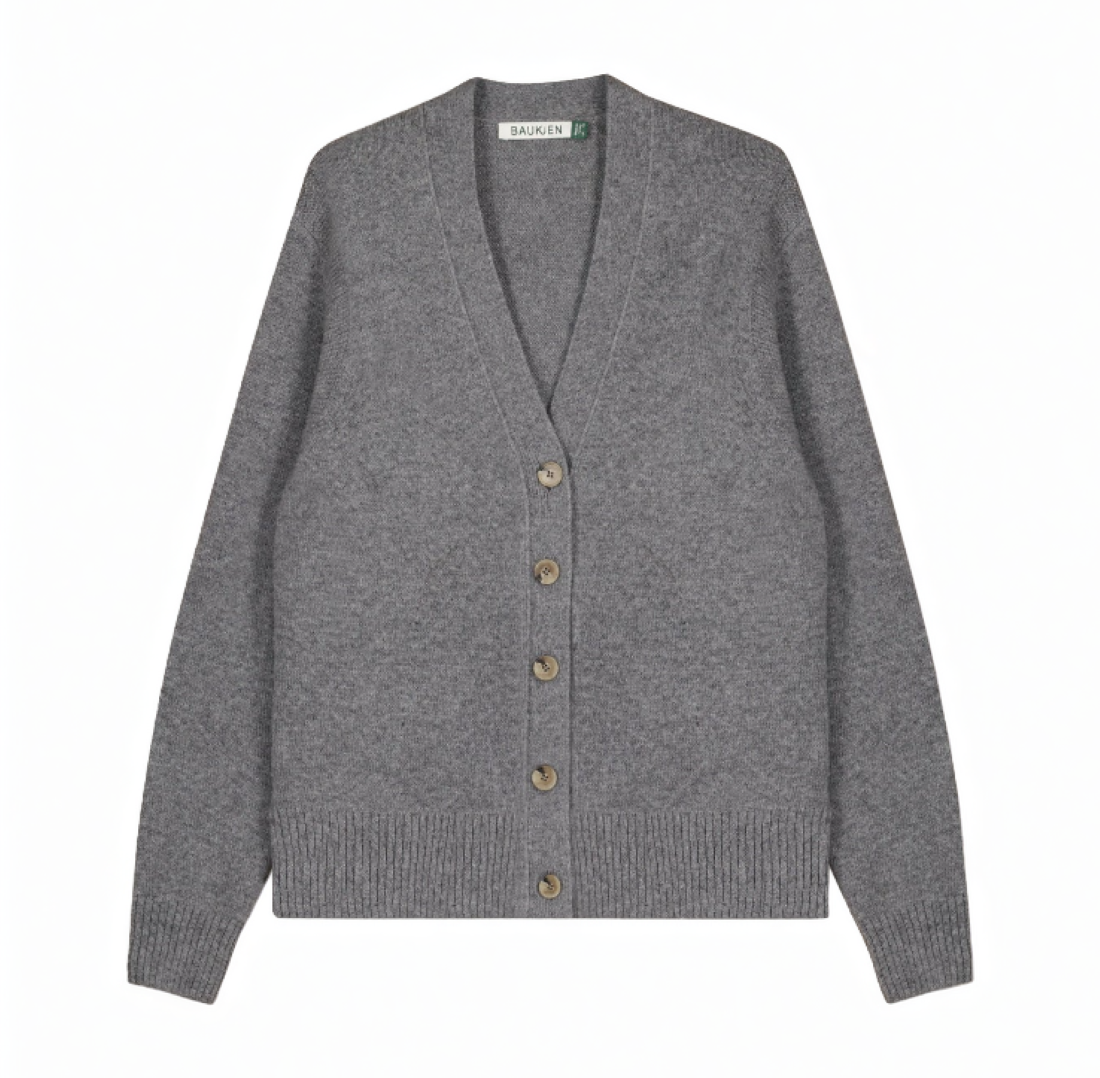 midweight v-neck cardigan in a boxy fit in grey marl
