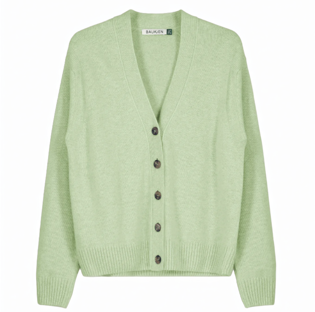 midweight v-neck cardigan in a boxy fit in mint green