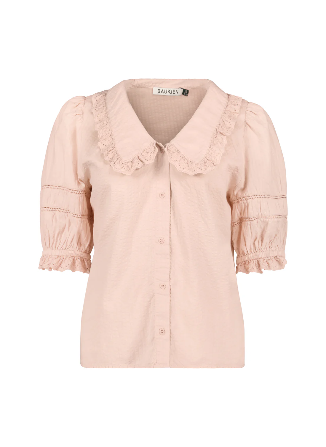 Marti Organic Cotton Broderie Detail Blouse | Powder Pink