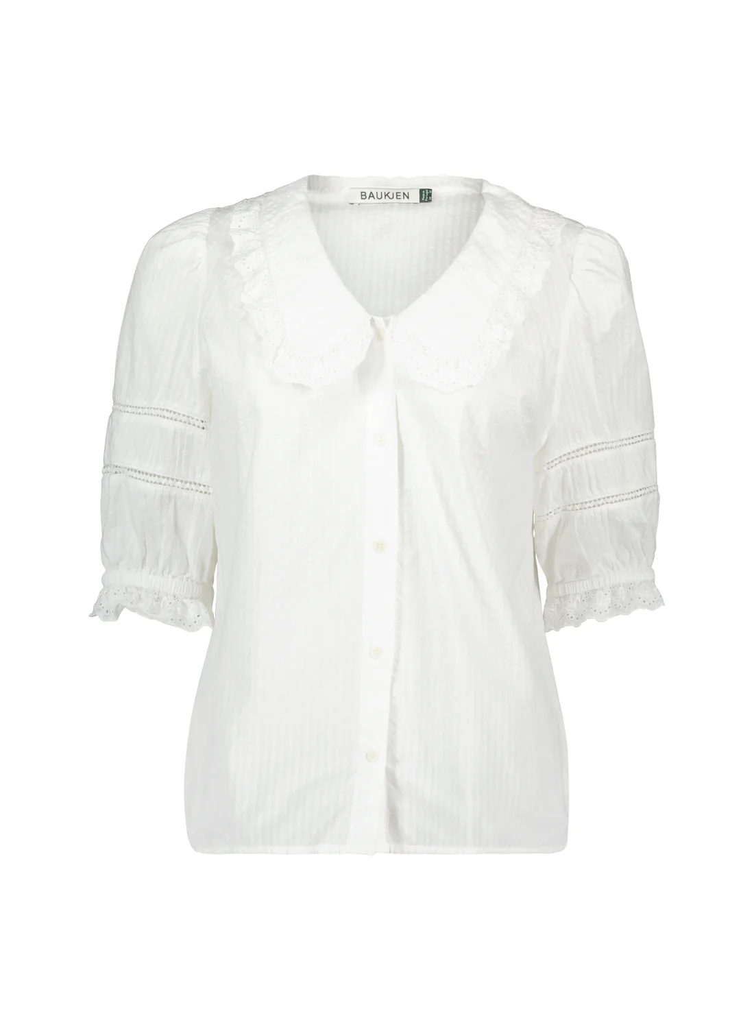Marti Organic Cotton Broderie Detail Blouse | Soft White