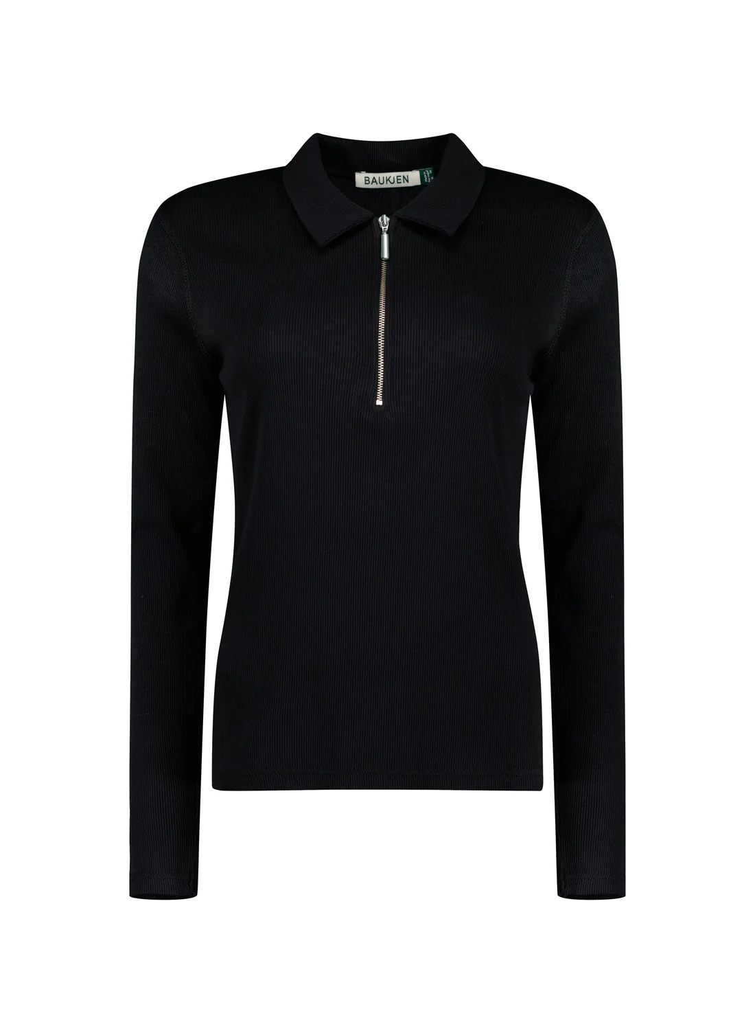 Organic Cotton Zip Collar Top | Caviar Black