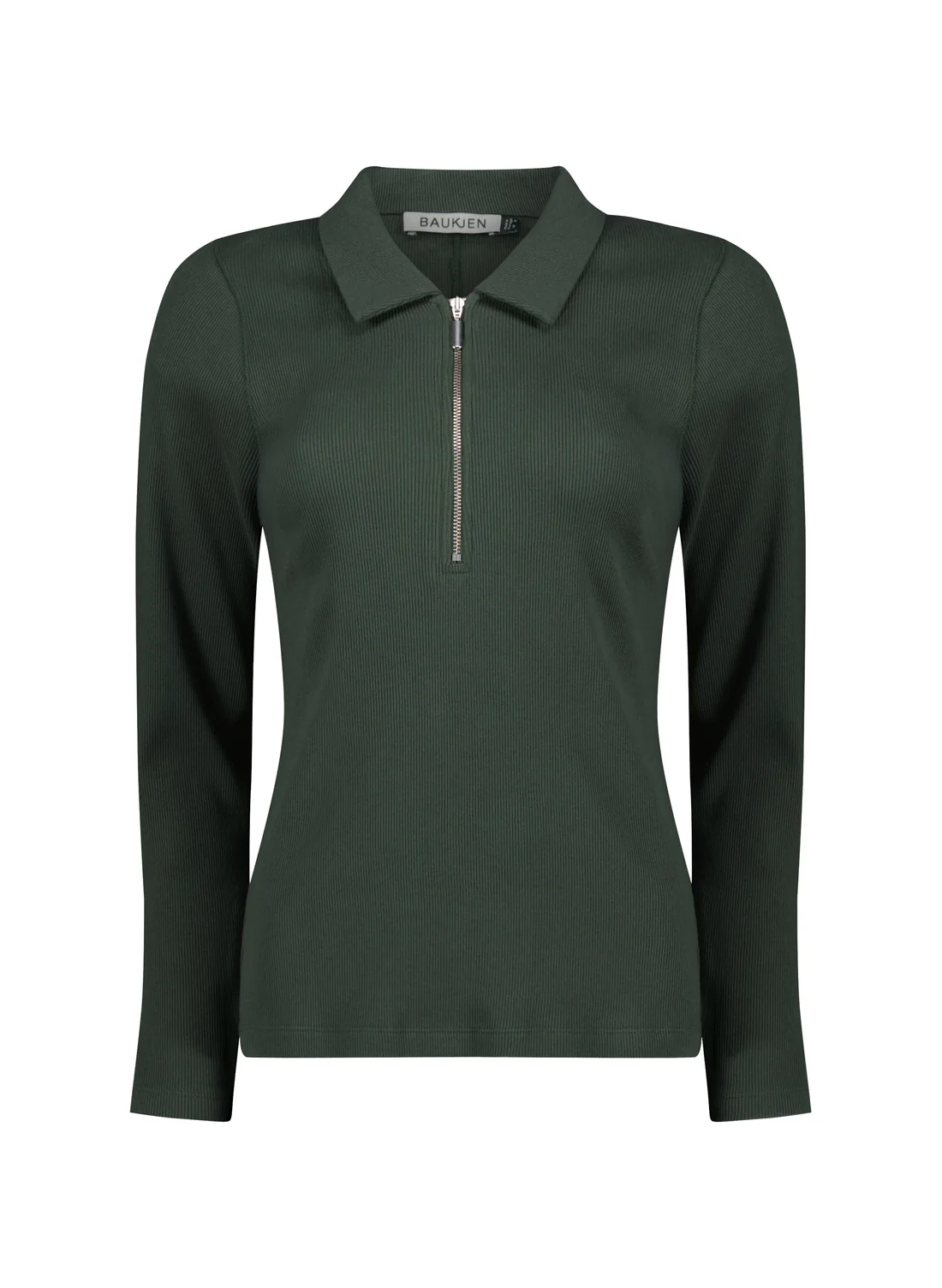Organic Cotton Zip Collar Top | Deep Khaki