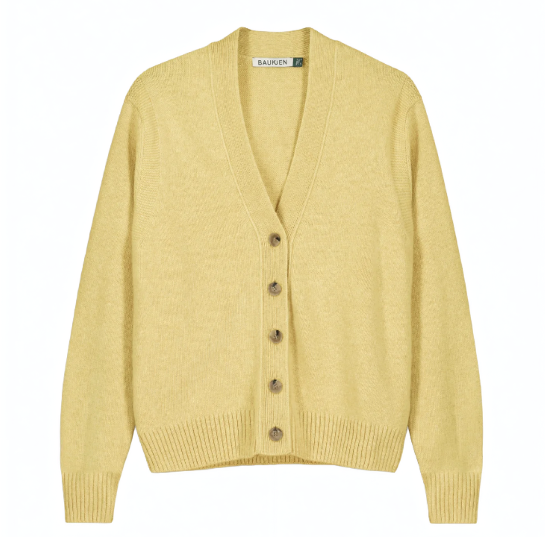 midweight v-neck cardigan in a relaxed fit in butter yellow