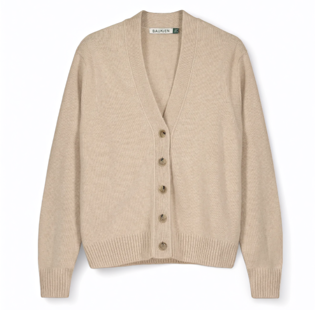 midweight v-neck cardigan in a relaxed fit in sand