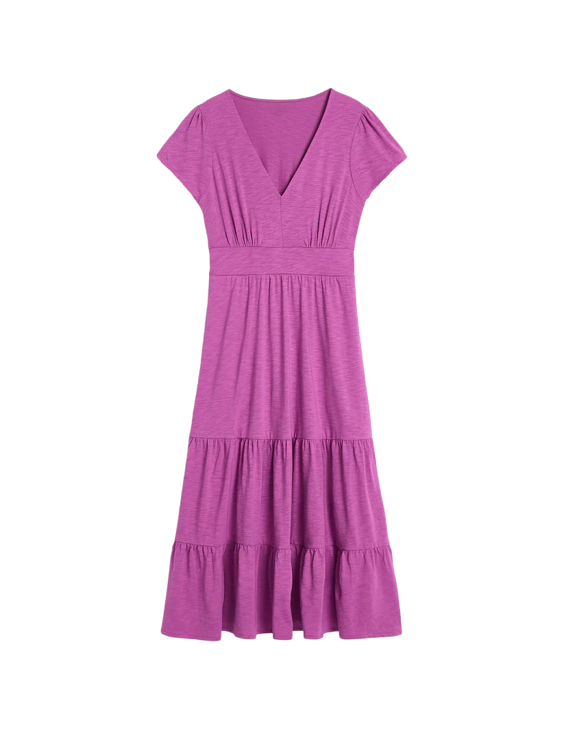 Eloise Tiered Jersey Dress | Foxglove Purple