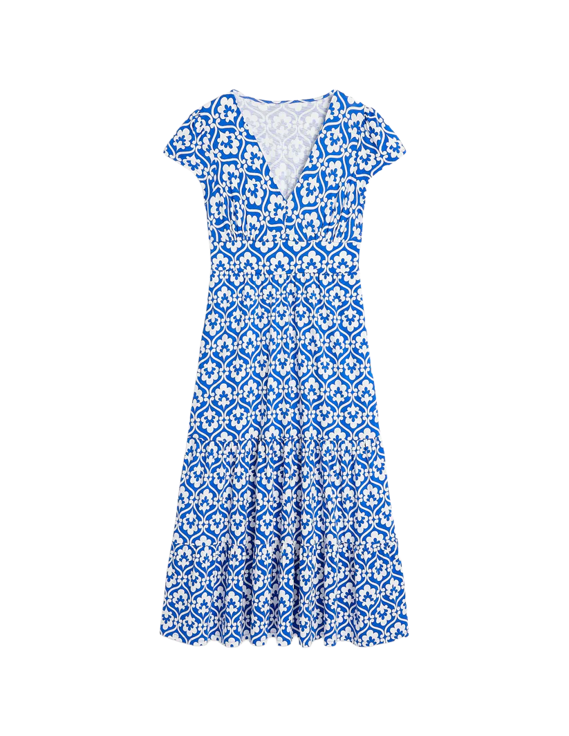 Eloise Tiered Jersey Dress | Gallery Blue Ivy Trellis