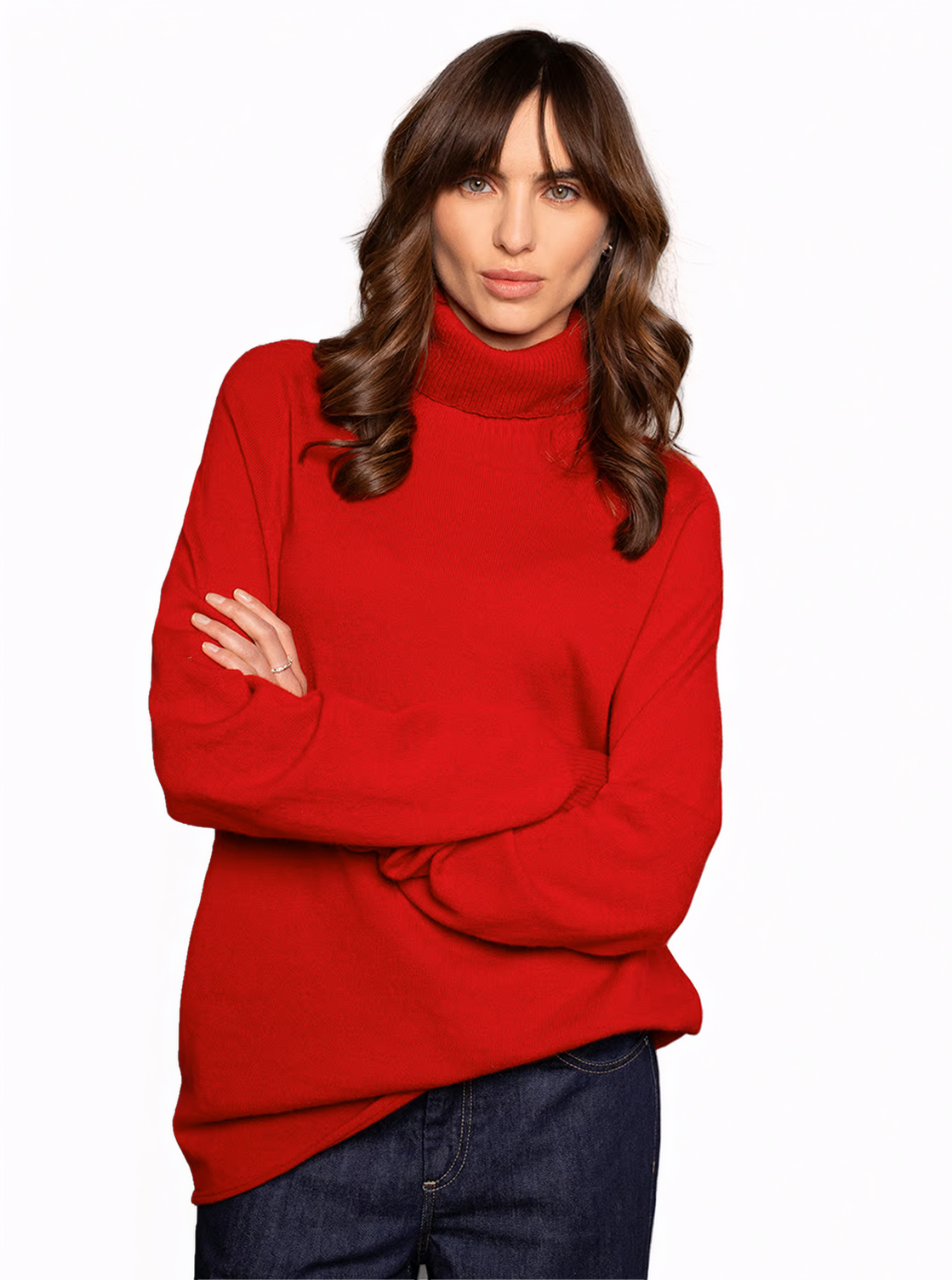 supersoft slouch roll neck jumper in dark navy